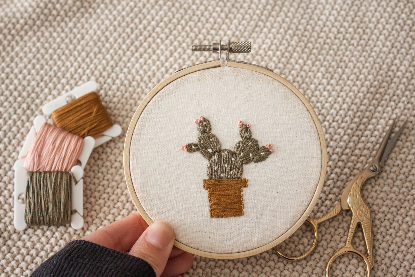 Mini Cactus Embroidery Art