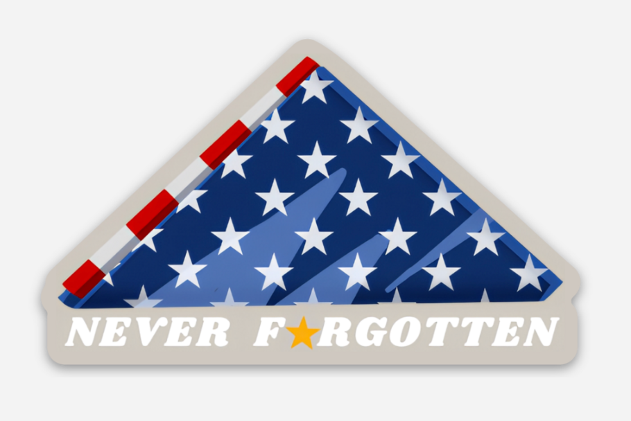 Gold Star Folded Flag Sticker